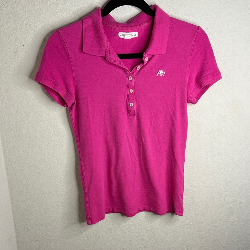 Aeropostale Women's Pink Button Down Shirt